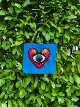 Load image into Gallery viewer, Tote with  Sequin Evil Eye  12 or 5 oz Shopping Bag
