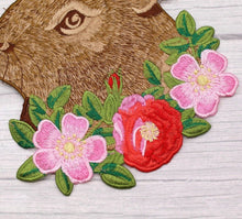 Load image into Gallery viewer, Rabbit Bunny Head &amp; Flowers Embroidered Applique Patch
