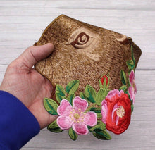 Load image into Gallery viewer, Rabbit Bunny Head &amp; Flowers Embroidered Applique Patch
