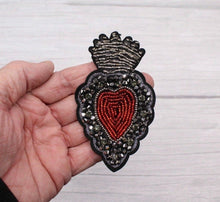 Load image into Gallery viewer, 2  Delicate Sequin Beaded Love Heart  Applique Patch
