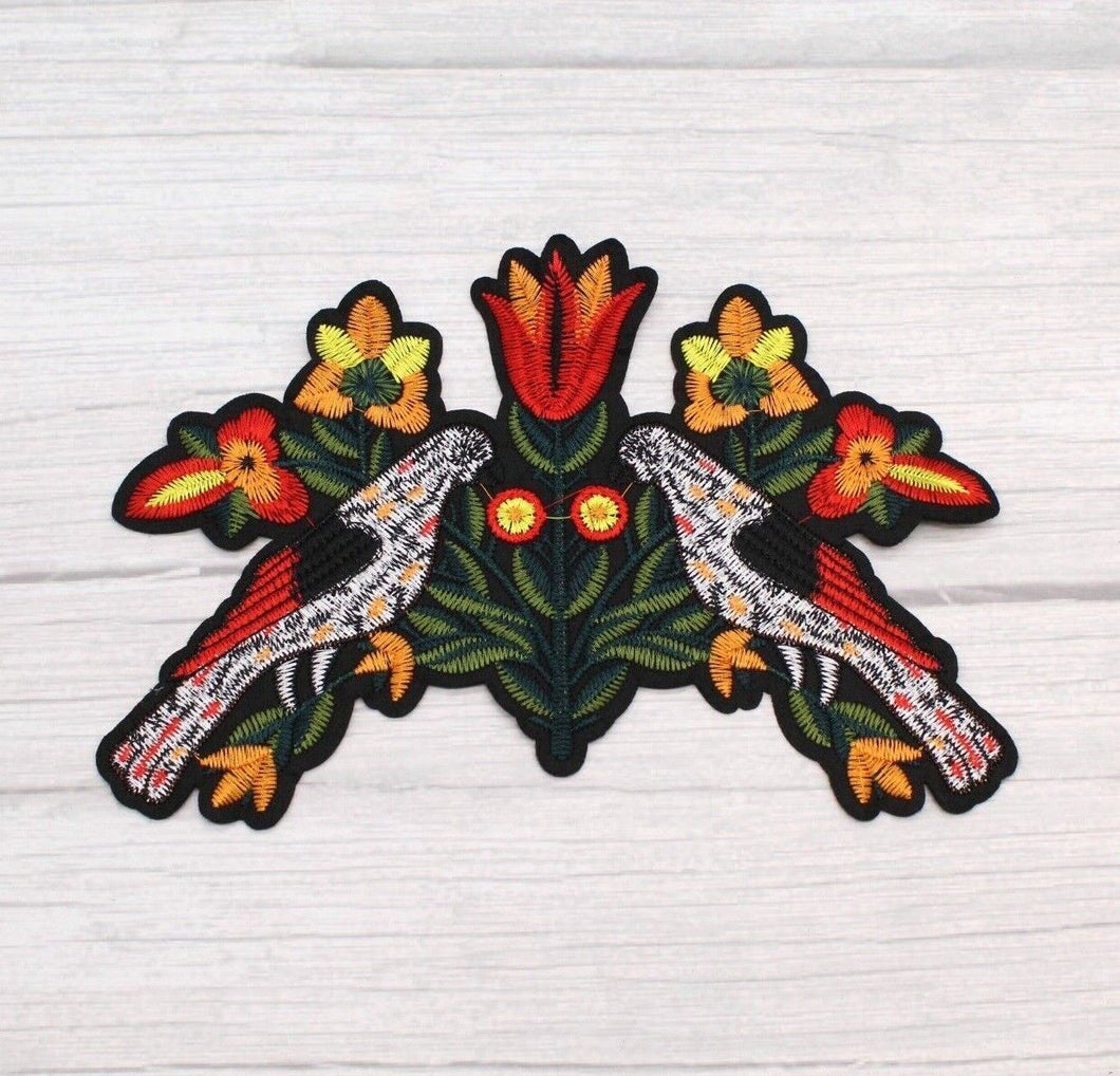 Embroidered Colourful Doves   Applique  Patch