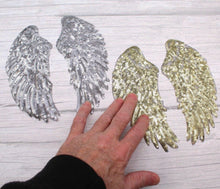 Load image into Gallery viewer, 1 Pair of small sequin angel wings patch 7&quot; x 3&#39;
