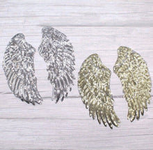 Load image into Gallery viewer, 1 Pair of small sequin angel wings patch 7&quot; x 3&#39;
