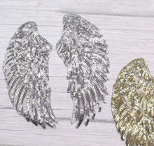 Load image into Gallery viewer, 1 Pair of small sequin angel wings patch 7&quot; x 3&#39;
