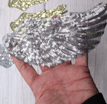 Load image into Gallery viewer, 1 Pair of small sequin angel wings patch 7&quot; x 3&#39;
