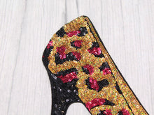 Load image into Gallery viewer, Sequin Shoe Stiletto Applique Patch with Leopard Print
