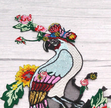 Load image into Gallery viewer, Beautiful Detailed Parrot &amp; Flowers  Sequins Beaded Patch
