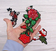 Load image into Gallery viewer, Beaded Rose Flower  Appliqué Patches
