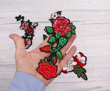 Load image into Gallery viewer, Beaded Rose Flower  Appliqué Patches
