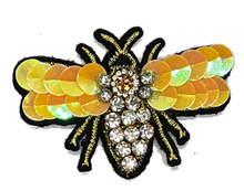 Load image into Gallery viewer, Large  Handmade 3d Crystal Sequin Embellished Bumble Bee Patch Applique
