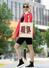Load image into Gallery viewer, Tote with 2 Embroidered  Snakes  12 or 5 oz Shopping Bag
