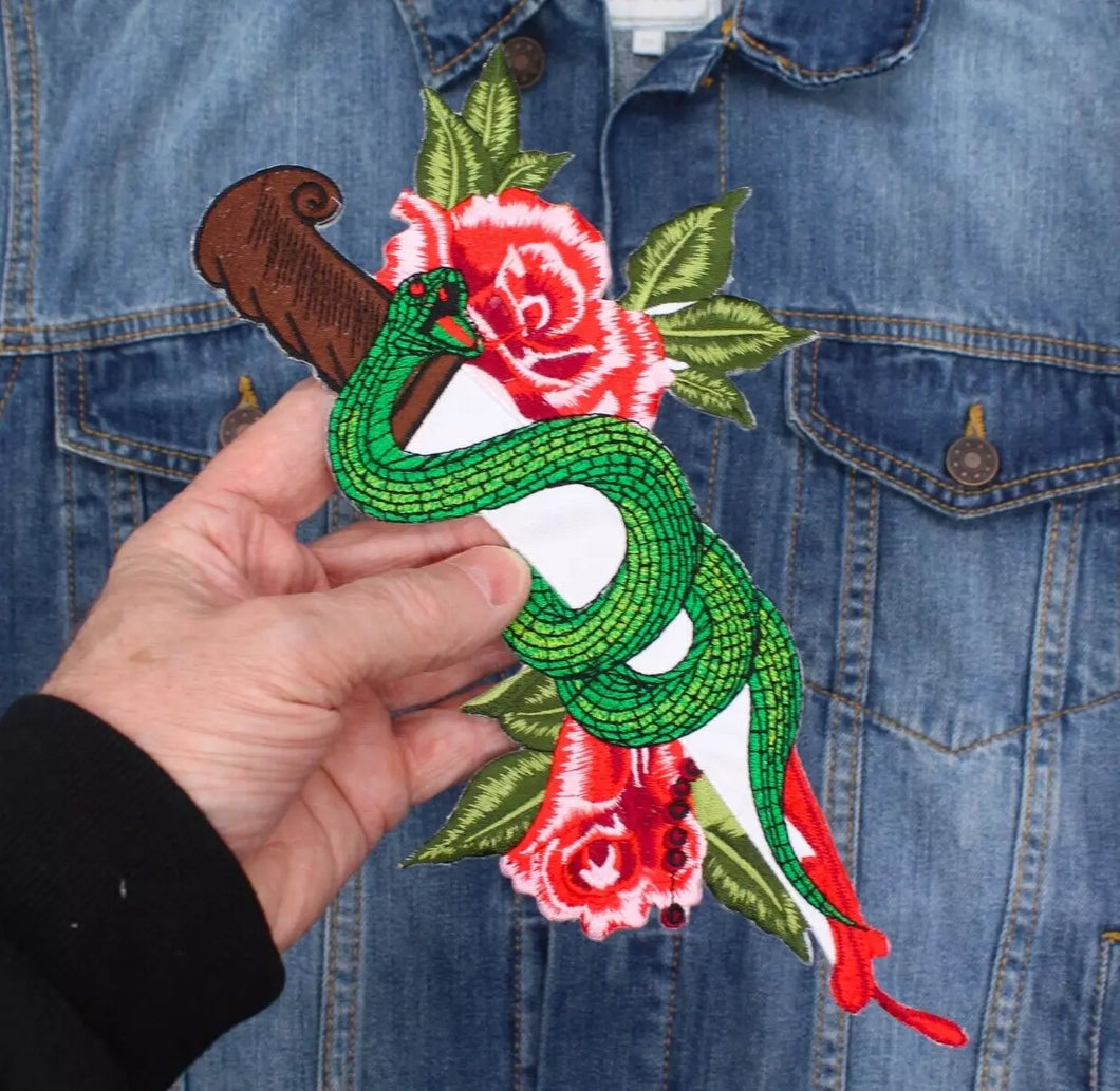 Large  Embroidered  Snake Iron on Applique Patch