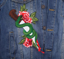 Load image into Gallery viewer, Large  Embroidered  Snake Iron on Applique Patch
