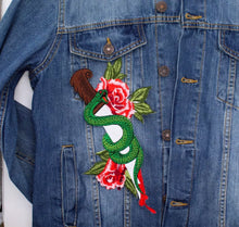 Load image into Gallery viewer, Large  Embroidered  Snake Iron on Applique Patch
