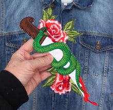 Load image into Gallery viewer, Large  Embroidered  Snake Iron on Applique Patch
