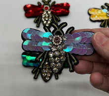 Load image into Gallery viewer, Large  Handmade 3d Crystal Sequin Embellished Bumble Bee Patch Applique
