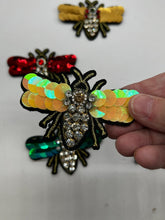 Load image into Gallery viewer, Large  Handmade 3d Crystal Sequin Embellished Bumble Bee Patch Applique
