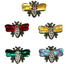 Load image into Gallery viewer, Large  Handmade 3d Crystal Sequin Embellished Bumble Bee Patch Applique
