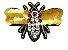 Load image into Gallery viewer, Large  Handmade 3d Crystal Sequin Embellished Bumble Bee Patch Applique
