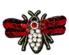 Load image into Gallery viewer, Large  Handmade 3d Crystal Sequin Embellished Bumble Bee Patch Applique
