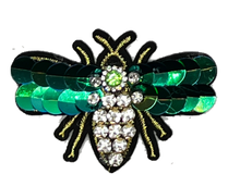 Load image into Gallery viewer, Large  Handmade 3d Crystal Sequin Embellished Bumble Bee Patch Applique
