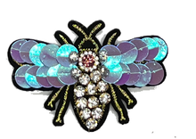 Load image into Gallery viewer, Large  Handmade 3d Crystal Sequin Embellished Bumble Bee Patch Applique
