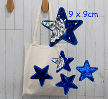 Load image into Gallery viewer, Blue Sequin Star 4 Piece Applique  Patch
