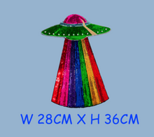 Load image into Gallery viewer, Spaceship UFO Sequin &amp; Embroidery Applique Patch
