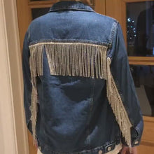 Load and play video in Gallery viewer, Crystal Fringe Denim Jacket Oversized
