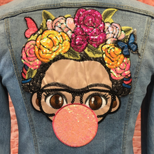 Load image into Gallery viewer, Large Embroidered  Frida Kahlo Applique Patch
