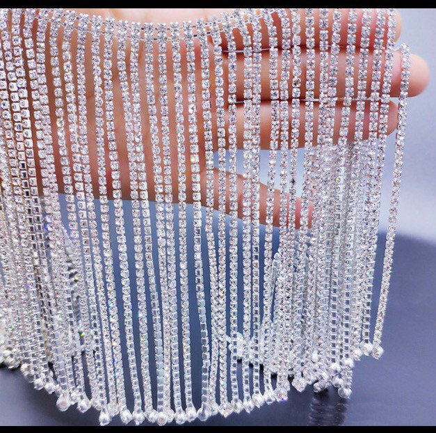 Rhinestone Diamante Fringing Trim
