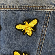 Load image into Gallery viewer, Gold Bumble Bee Patch Iron on patch 6cm x 4cm 4 Piece Set
