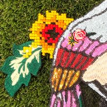 Load image into Gallery viewer, Beautiful Detailed Parrot &amp; Flowers  Sequins Beaded Patch
