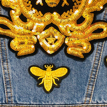 Load image into Gallery viewer, Large Bee &amp; Crown  Applique Sequin Patch
