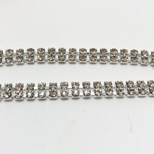 Load image into Gallery viewer, Crystal 2 Rows of Close Silver Strass Rhinestone Chain
