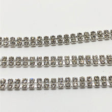 Load image into Gallery viewer, Crystal 2 Rows of Close Silver Strass Rhinestone Chain
