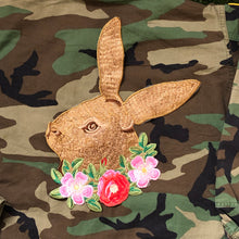 Load image into Gallery viewer, Rabbit Bunny Head &amp; Flowers Embroidered Applique Patch
