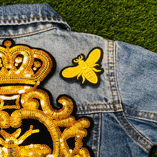 Load image into Gallery viewer, Large Bee &amp; Crown  Applique Sequin Patch
