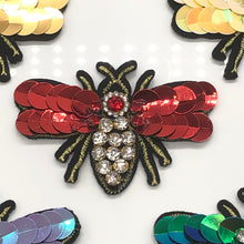 Load image into Gallery viewer, Large  Handmade 3d Crystal Sequin Embellished Bumble Bee Patch Applique
