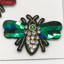 Load image into Gallery viewer, Large  Handmade 3d Crystal Sequin Embellished Bumble Bee Patch Applique
