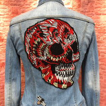 Load image into Gallery viewer, Large Embroidered Skull Applique Patch
