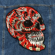 Load image into Gallery viewer, Large Embroidered Skull Applique Patch
