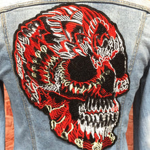 Load image into Gallery viewer, Large Embroidered Skull Applique Patch
