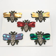 Load image into Gallery viewer, Large  Handmade 3d Crystal Sequin Embellished Bumble Bee Patch Applique
