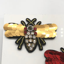 Load image into Gallery viewer, Large  Handmade 3d Crystal Sequin Embellished Bumble Bee Patch Applique
