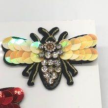 Load image into Gallery viewer, Large  Handmade 3d Crystal Sequin Embellished Bumble Bee Patch Applique
