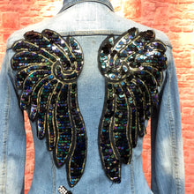 Load image into Gallery viewer, 1 Pair Black Sequin Wings Applique Patch
