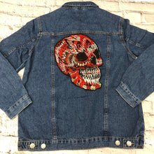 Load image into Gallery viewer, Large Embroidered Skull Applique Patch
