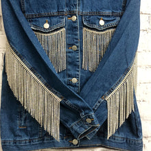 Load image into Gallery viewer, Crystal Fringe Denim Jacket Oversized
