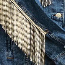 Load image into Gallery viewer, Crystal Fringe Denim Jacket Oversized
